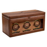 WOLF Brogue Triple Watch Winder with Storage Burnished Brown 440306