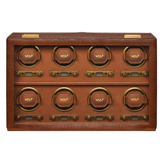 WOLF Brogue 8 Piece Watch Winder Burnished Brown 440806
