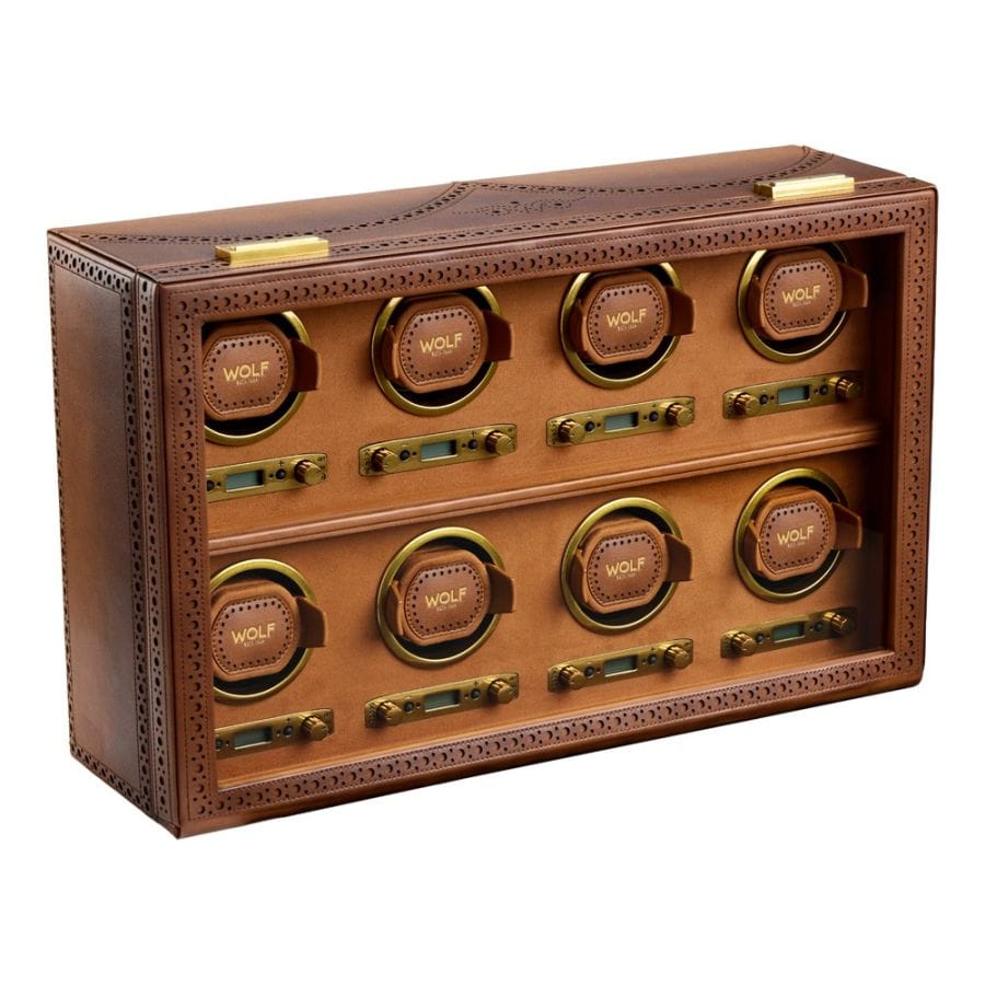 WOLF Brogue 8 Piece Watch Winder Burnished Brown 440806
