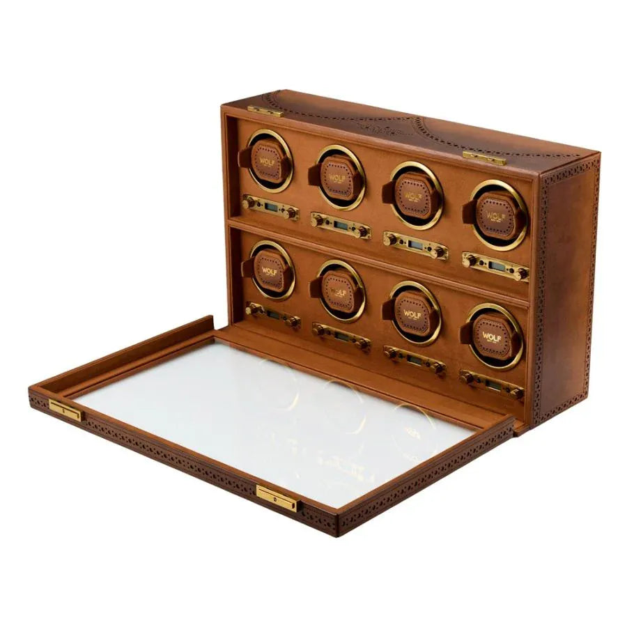 WOLF Brogue 8 Piece Watch Winder Burnished Brown 440806