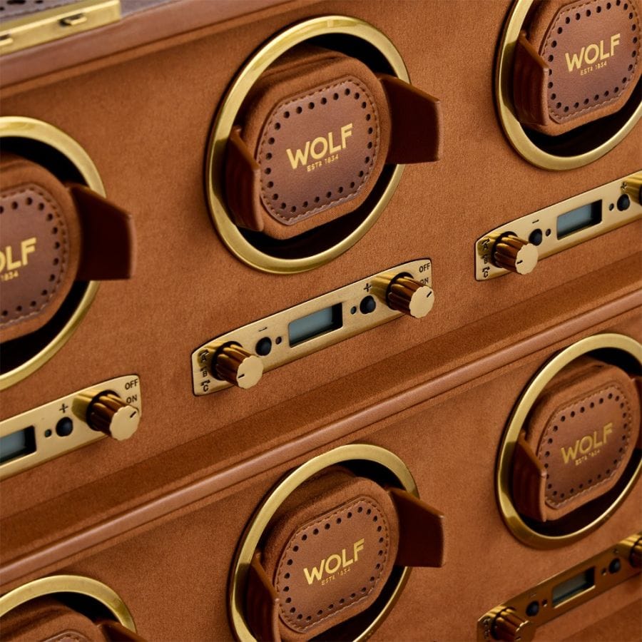 WOLF Brogue 8 Piece Watch Winder Burnished Brown 440806