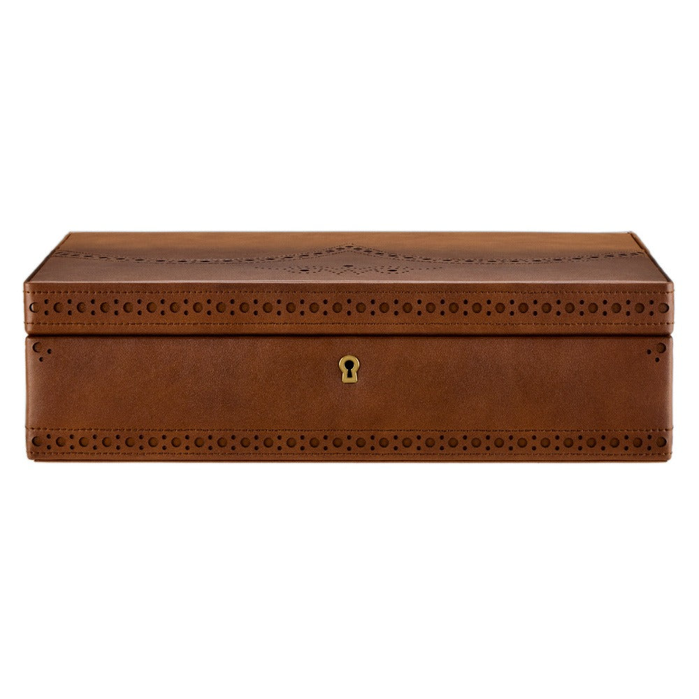 WOLF Brogue 10 Piece Watch Box Burnished Brown 441006