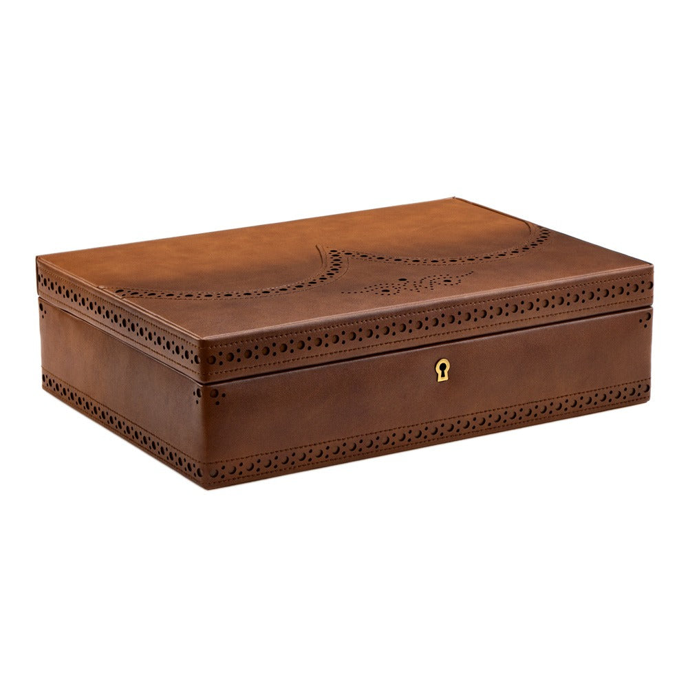 WOLF Brogue 10 Piece Watch Box Burnished Brown 441006