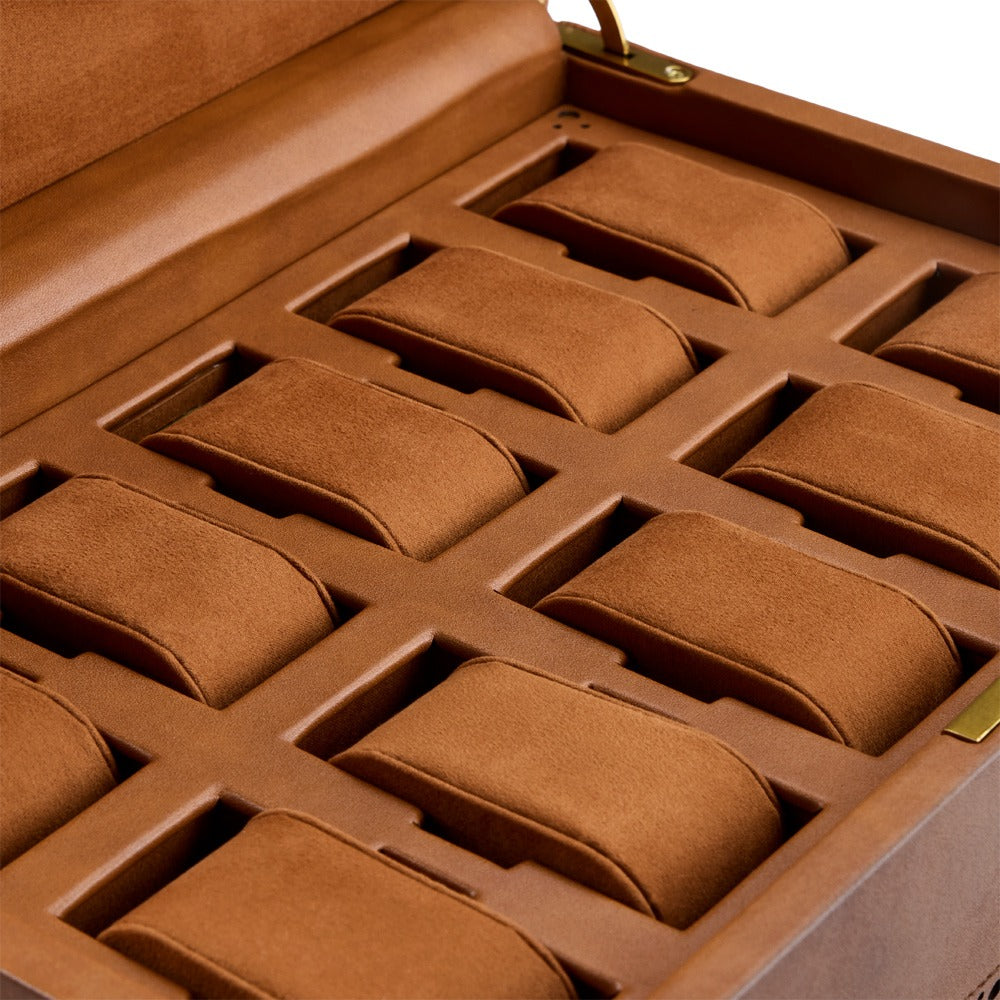 WOLF Brogue 10 Piece Watch Box Burnished Brown 441006