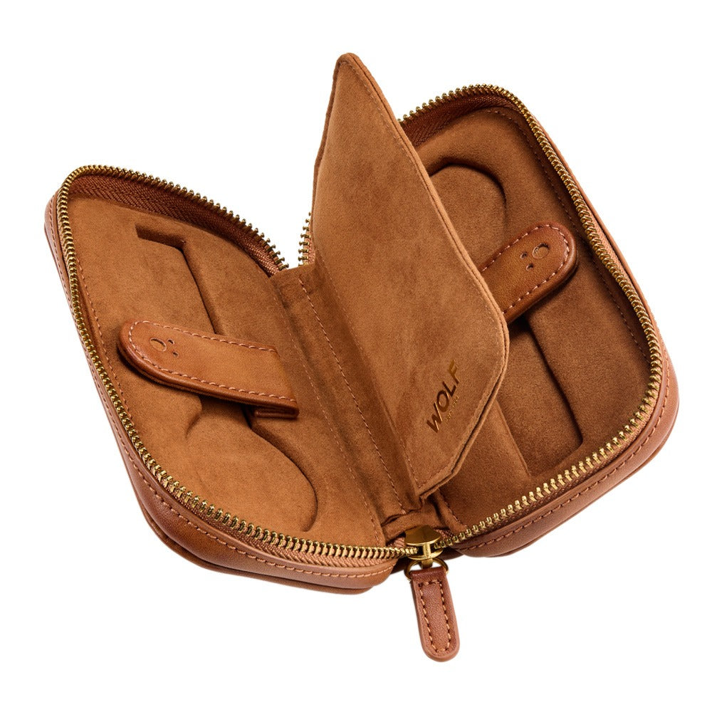 WOLF Brogue 2 Piece Watch Zip Case Burnished Brown 443406