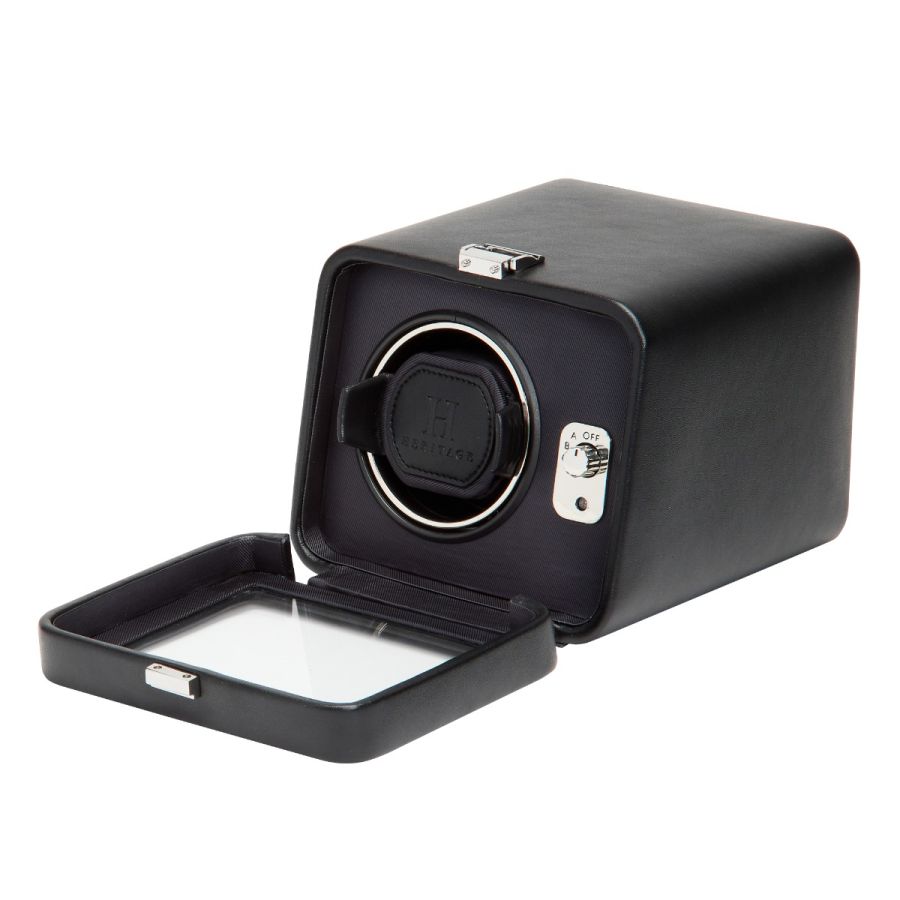 WOLF Windsor Single Watch Winder With Cover Black 4525029
