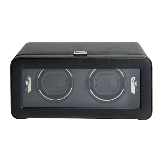 WOLF Windsor Double Watch Winder with Cover Black 4526029