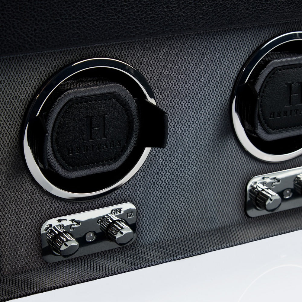 WOLF Heritage Oxford Triple Watch Winder with Storage Black 456302