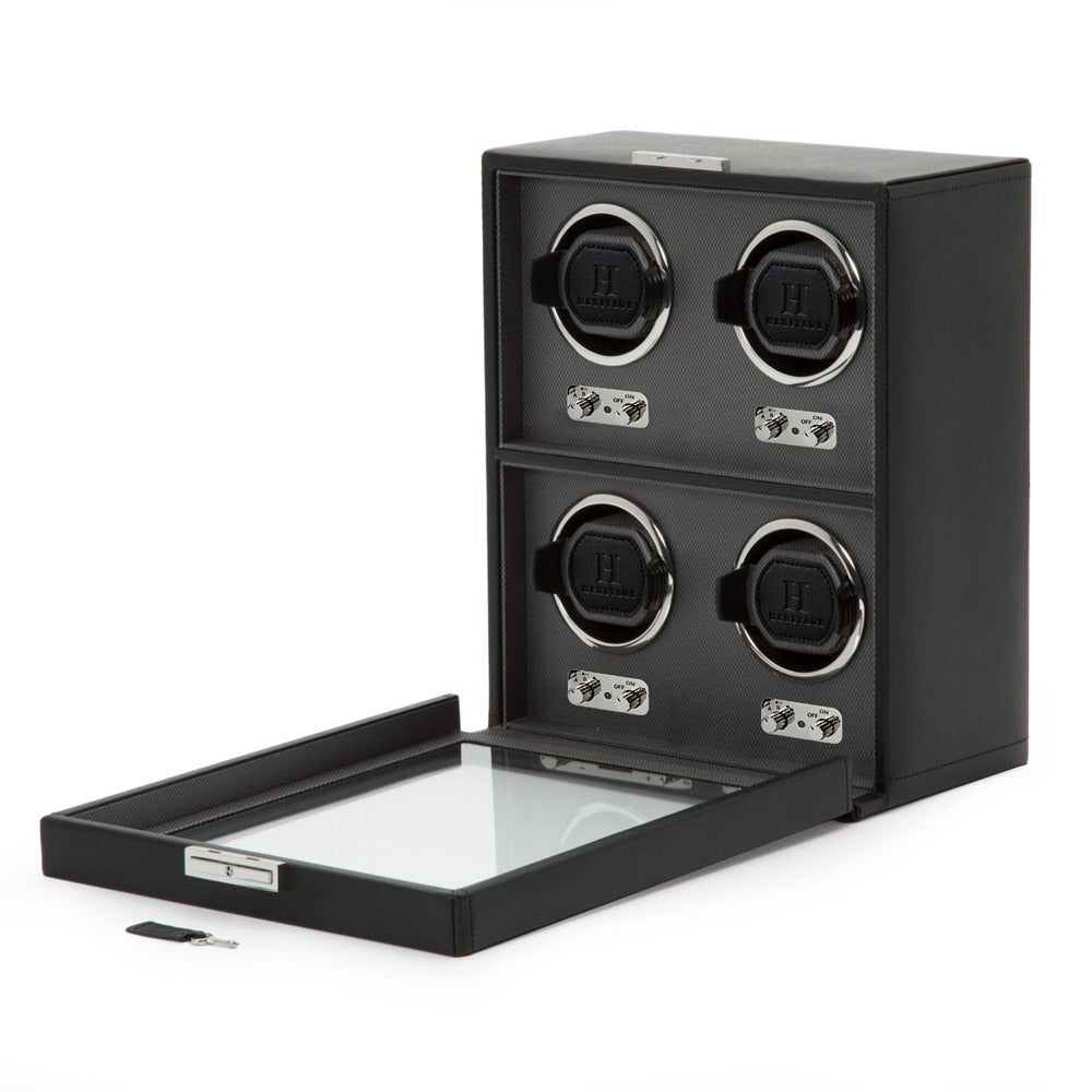 WOLF Heritage Oxford 4 Piece Watch Winder Black 456702