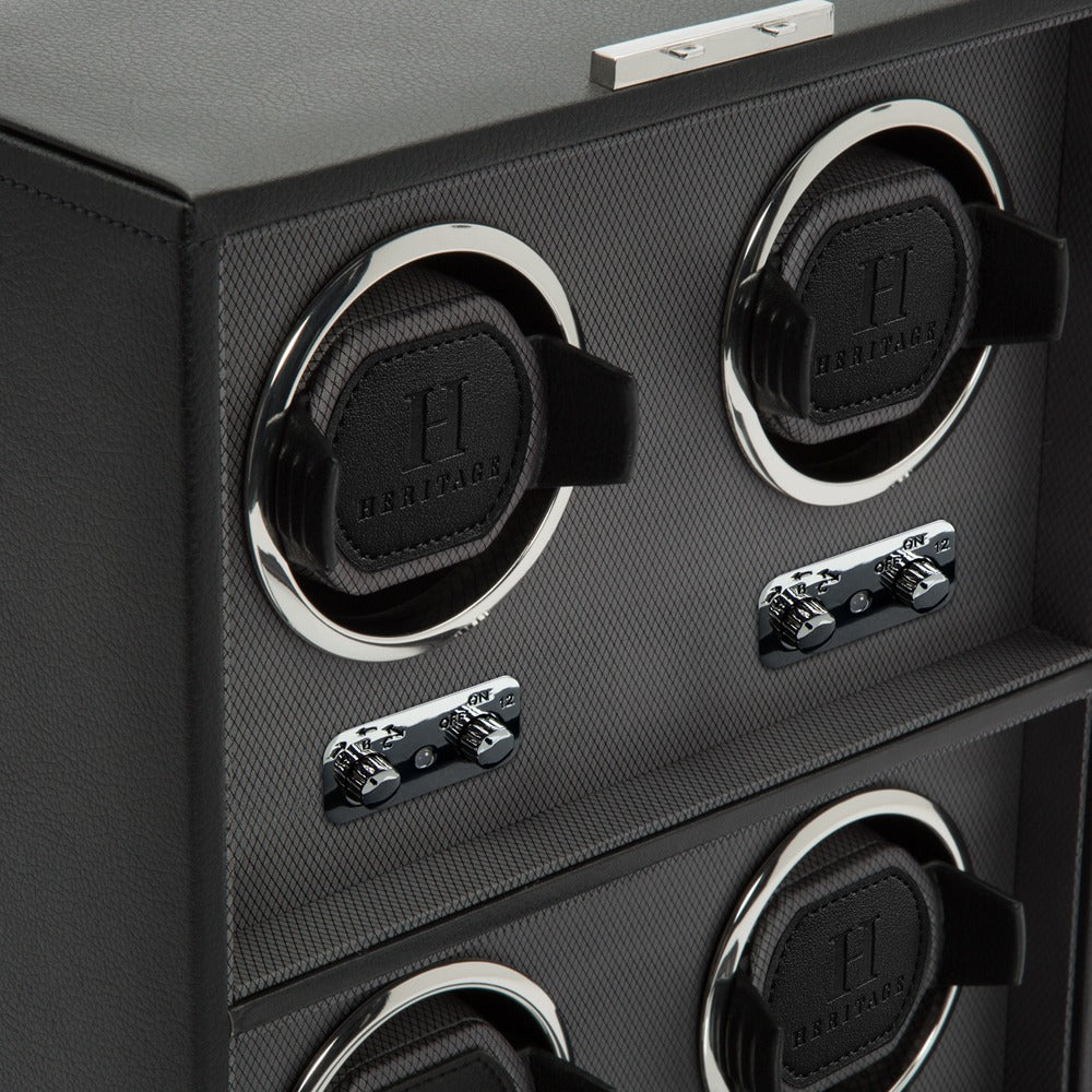 WOLF Heritage Oxford 4 Piece Watch Winder Black 456702