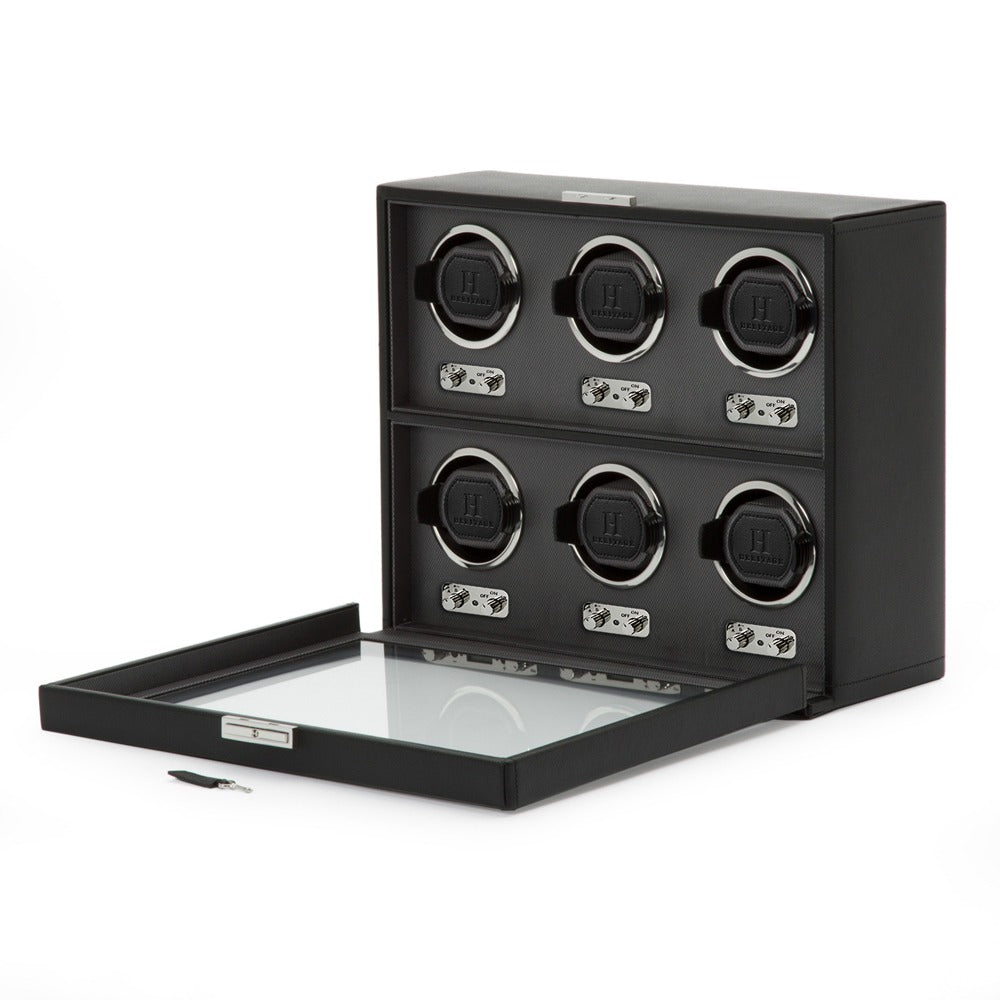WOLF Heritage Oxford 6 Piece Watch Winder Black 456802