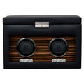 WOLF Heritage Macassar Double Watch Winder with Storage Black 457256