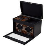 WOLF Heritage Macassar Double Watch Winder with Storage Black 457256