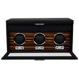 WOLF Heritage Macassar Triple Watch Winder with Storage Black 457356