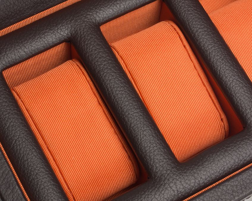 WOLF Windsor 5 Piece Watch Box Brown/Orange 458306