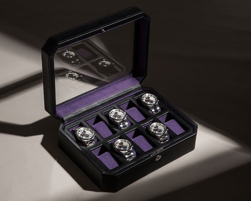 WOLF Windsor 10 Piece Watch Box Black/Purple 458403