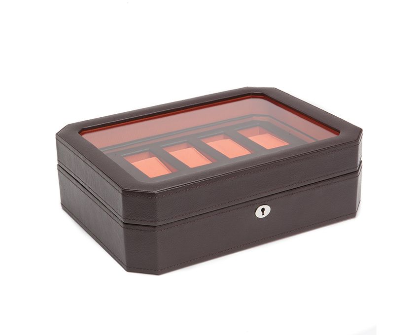 WOLF Windsor 10 Piece Watch Box Brown/Orange 458406
