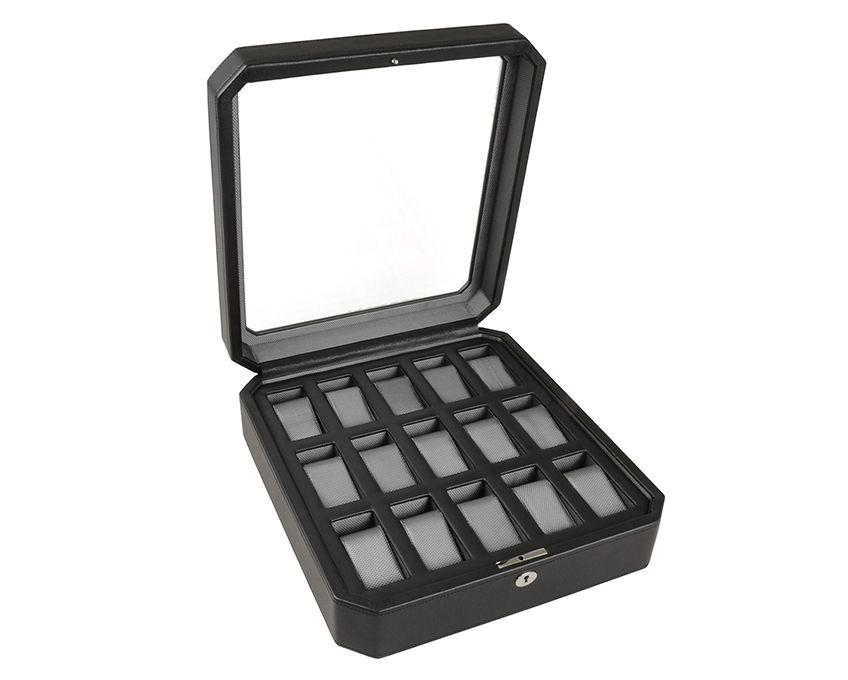 WOLF Windsor 15 Piece Watch Box Black 4585029