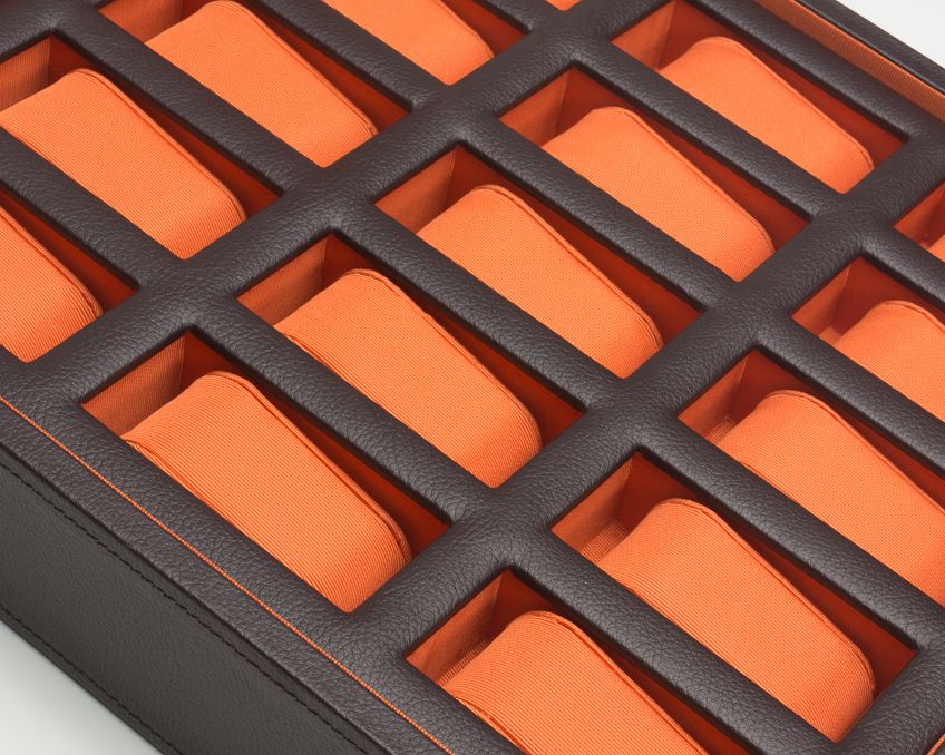 WOLF Windsor 15 Piece Watch Box Brown/Orange 458506