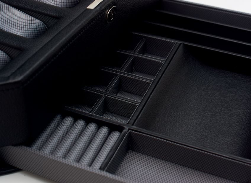WOLF Windsor 10 Piece Watch Box with Drawer Black 4586029