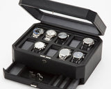 WOLF Windsor 10 Piece Watch Box with Drawer Black 4586029