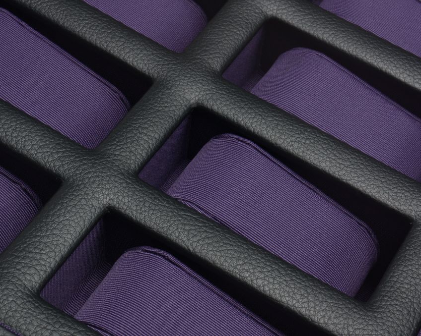 WOLF Windsor 10 Piece Watch Box with Drawer Black/Purple 458603