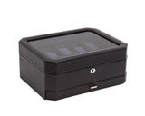 WOLF Windsor 10 Piece Watch Box with Drawer Black/Purple 458603