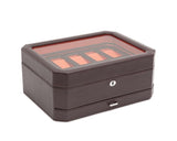 WOLF Windsor 10 Piece Watch Box with Drawer Brown/Orange 458606
