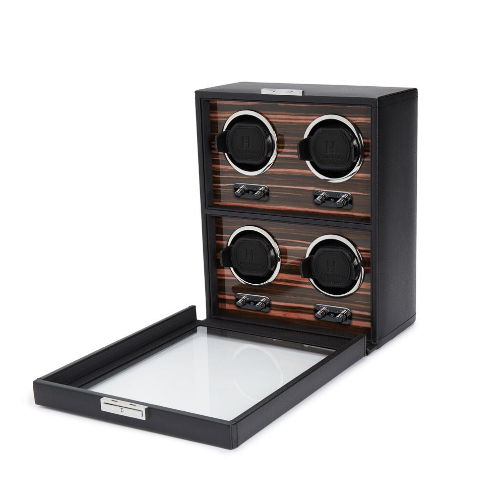 WOLF Heritage Macassar 4 Piece Watch Winder Black 459156