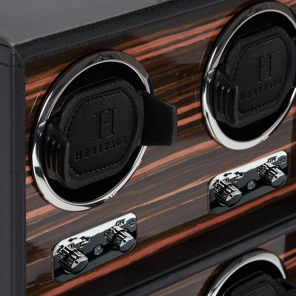 WOLF Heritage Macassar 6 Piece Watch Winder Black 459256