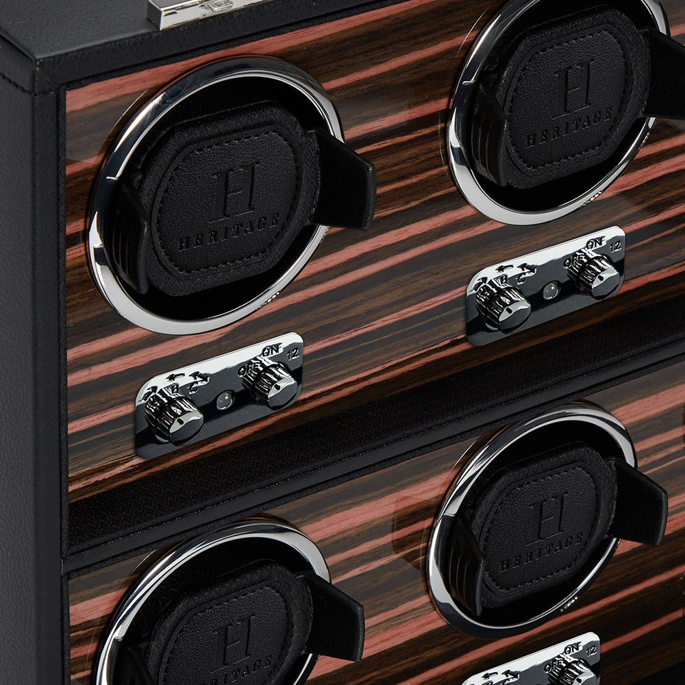 WOLF Heritage Macassar 8 Piece Watch Winder Black 459356