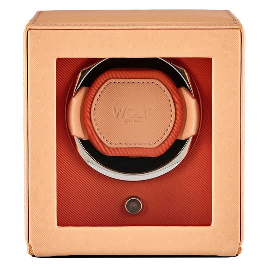 WOLF Cub Single Watch Winder with Cover Seltzer Peach/Orange 461162