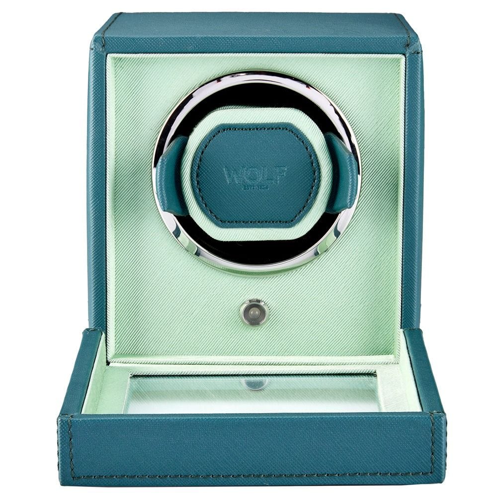 WOLF Cub Single Watch Winder with Cover Seltzer Teal/Mint 461140