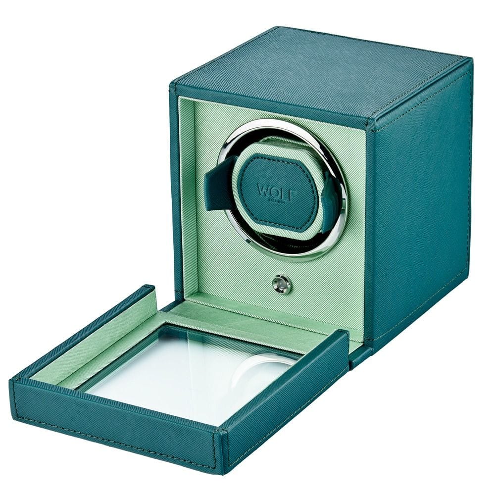 WOLF Cub Single Watch Winder with Cover Seltzer Teal/Mint 461140