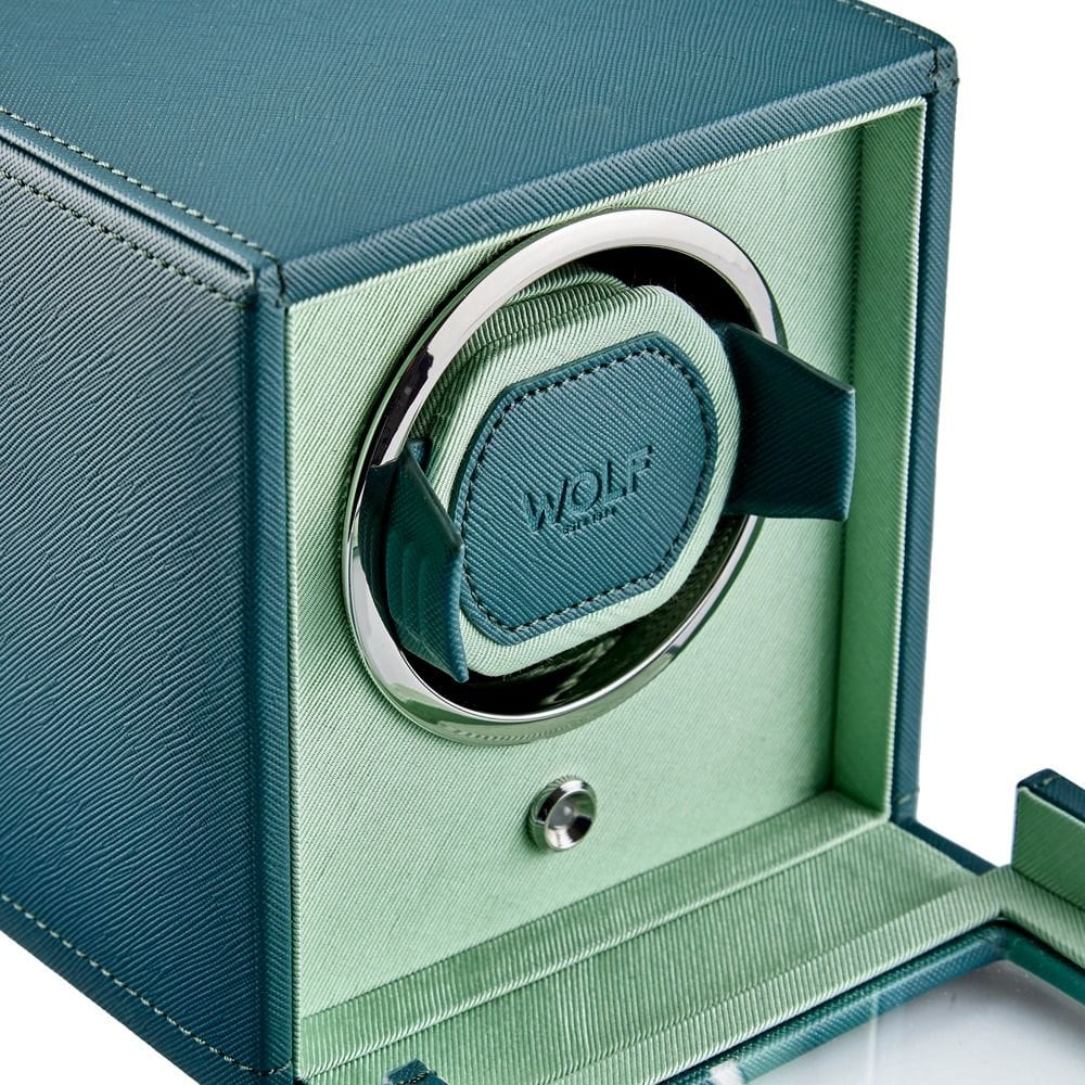 WOLF Cub Single Watch Winder with Cover Seltzer Teal/Mint 461140