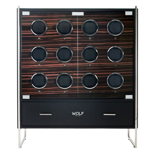 WOLF Roadster 12 Piece Watch Winder Cabinet Black 478656