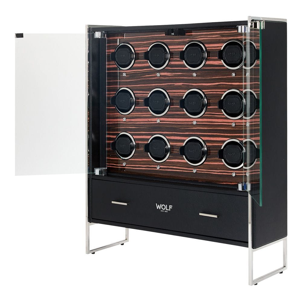 WOLF Roadster 12 Piece Watch Winder Cabinet Black 478656