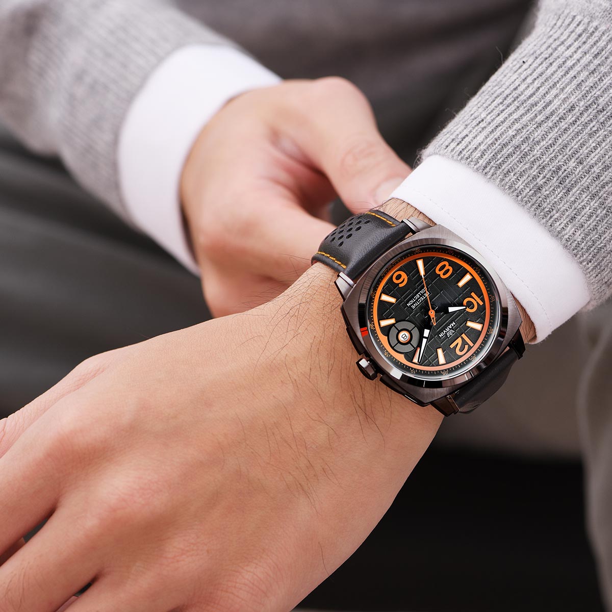 Marvin Malton Cushion 42mm Black Dial Men's Watch M022.23.65.66