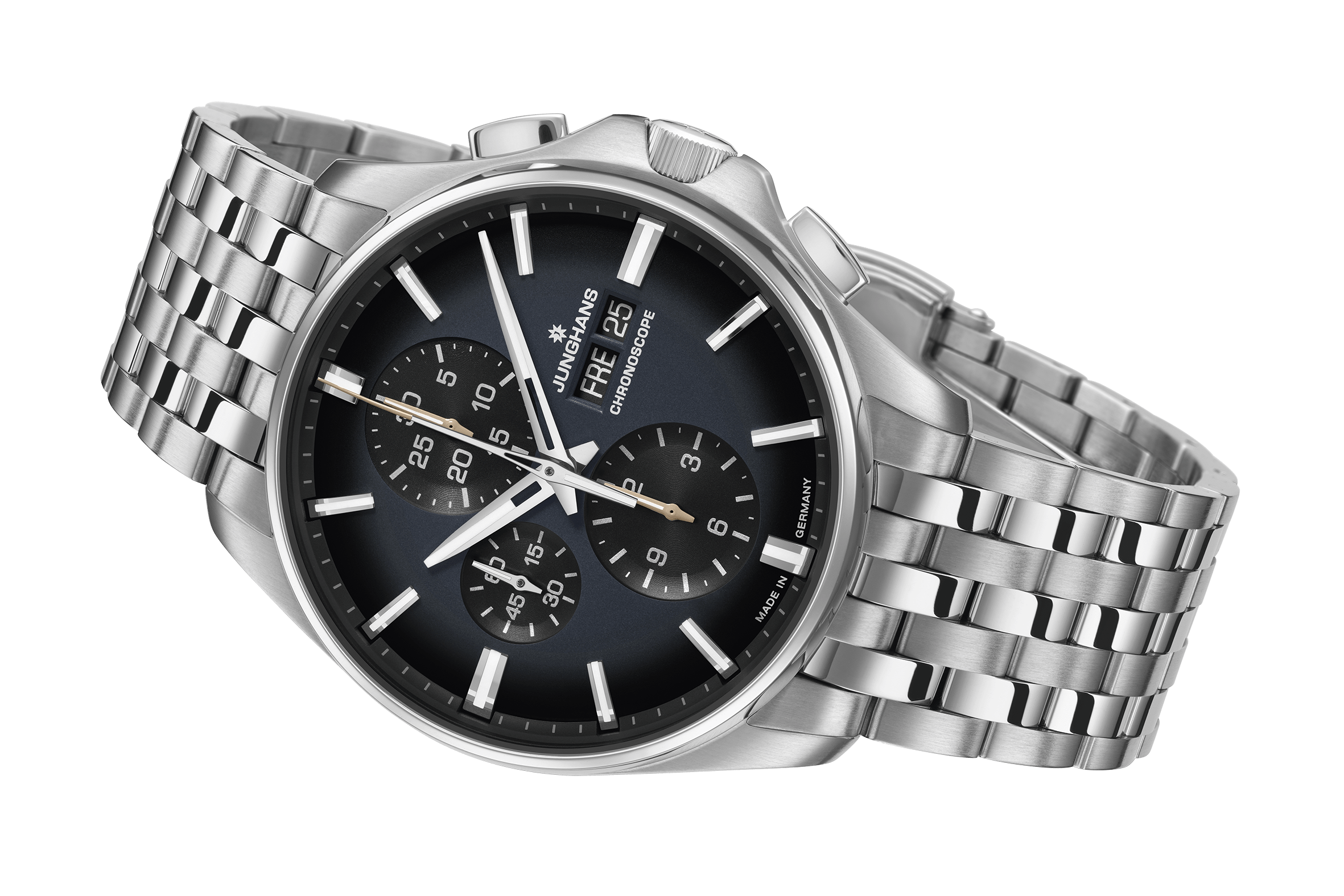 Junghans Meister S Chronoscope 45mm Dark Blue/Black Dial Men's Watch 27/4228.45