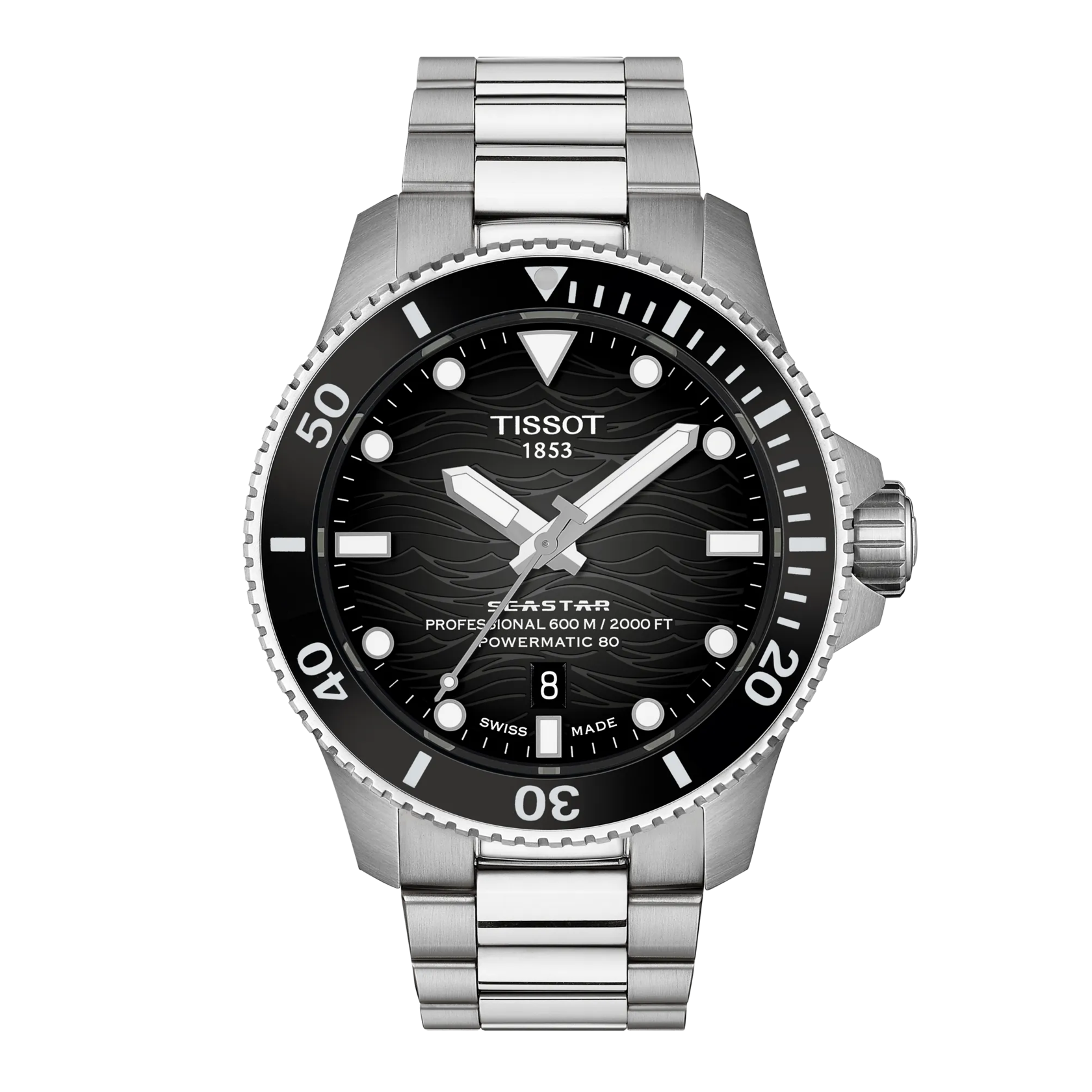 Tissot Seastar 2000 Powermatic 80 44mm Grey Dial Men's Watch T1209071105100
