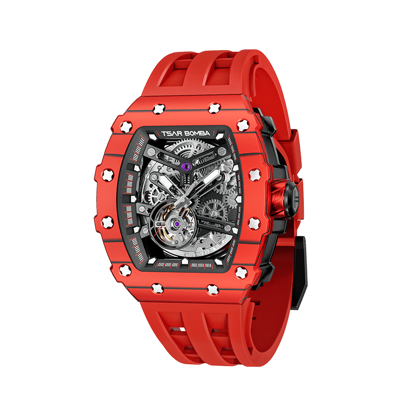 Tsar Bomba Elemental Carbon 43mm Black Skeleton Dial Men's Watch TB8208CF-37