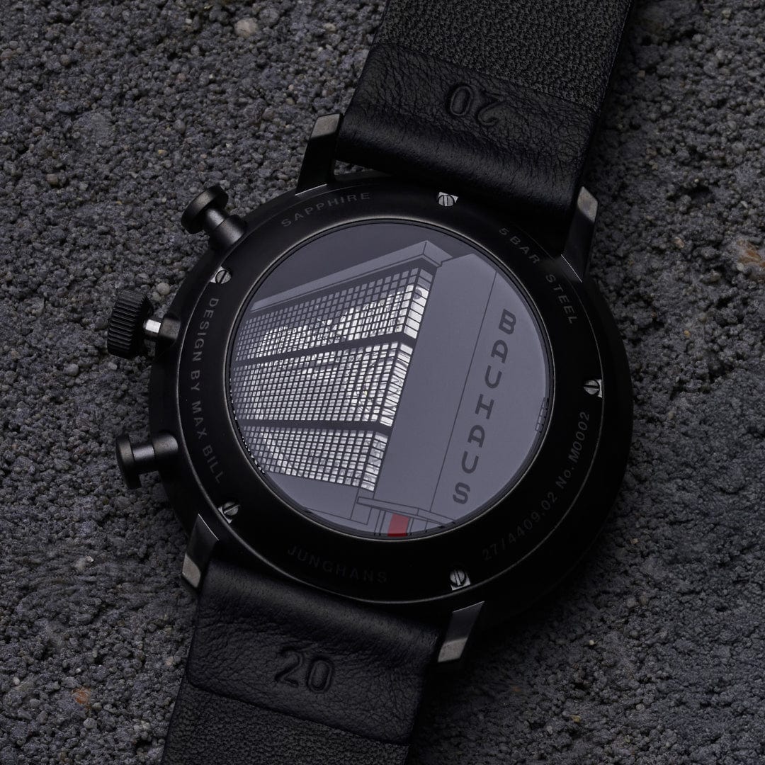 Junghans Max Bill Chronoscope Bauhaus 40mm Matt Black Dial Men's Watch 27/4409.02