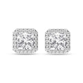 2.25 Carat Lab Grown Diamond Princess Halo Stud Earrings
