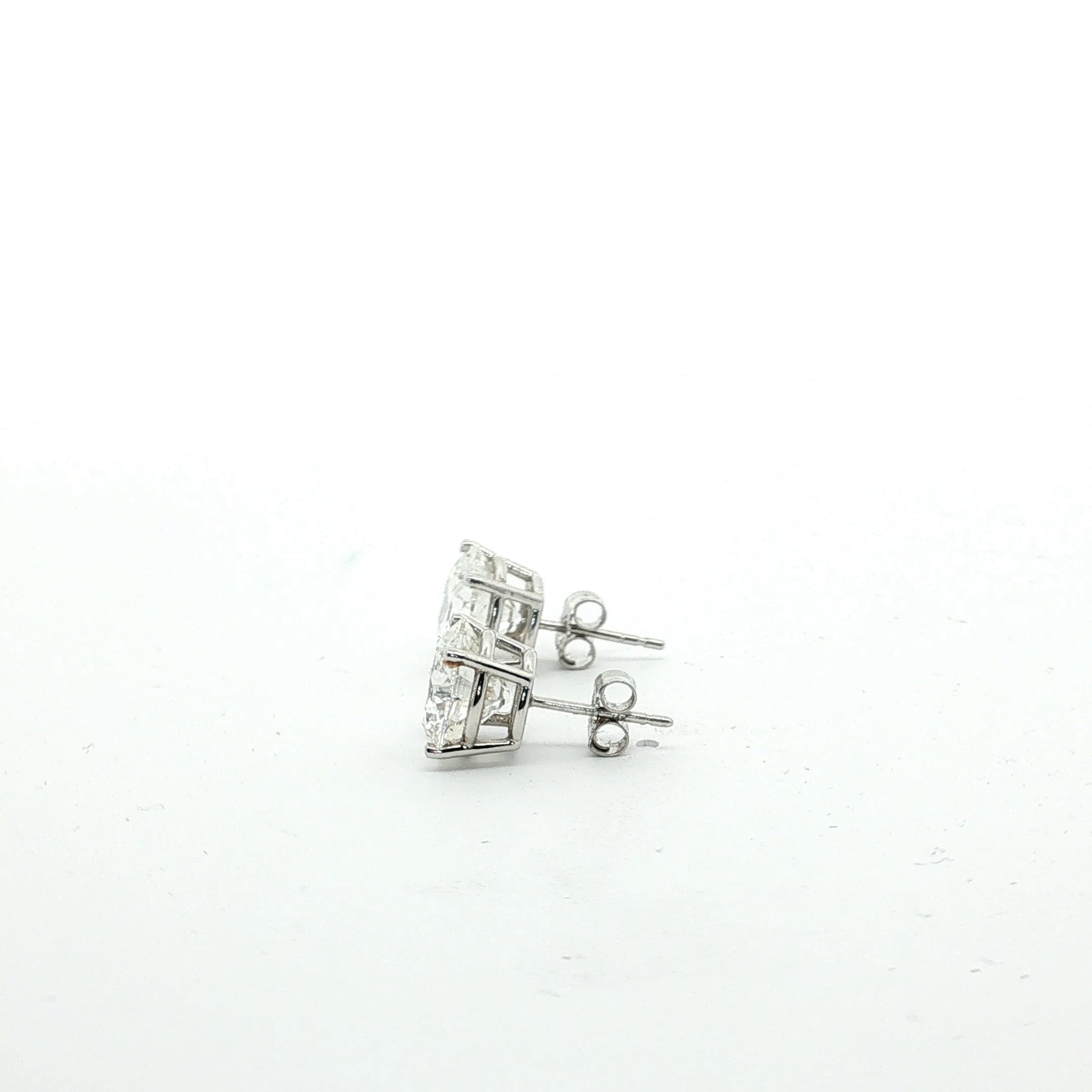 6CT Round Lab Created Diamond Stud Earrings 14K White Gold IGI Cert F VVS2 Ideal