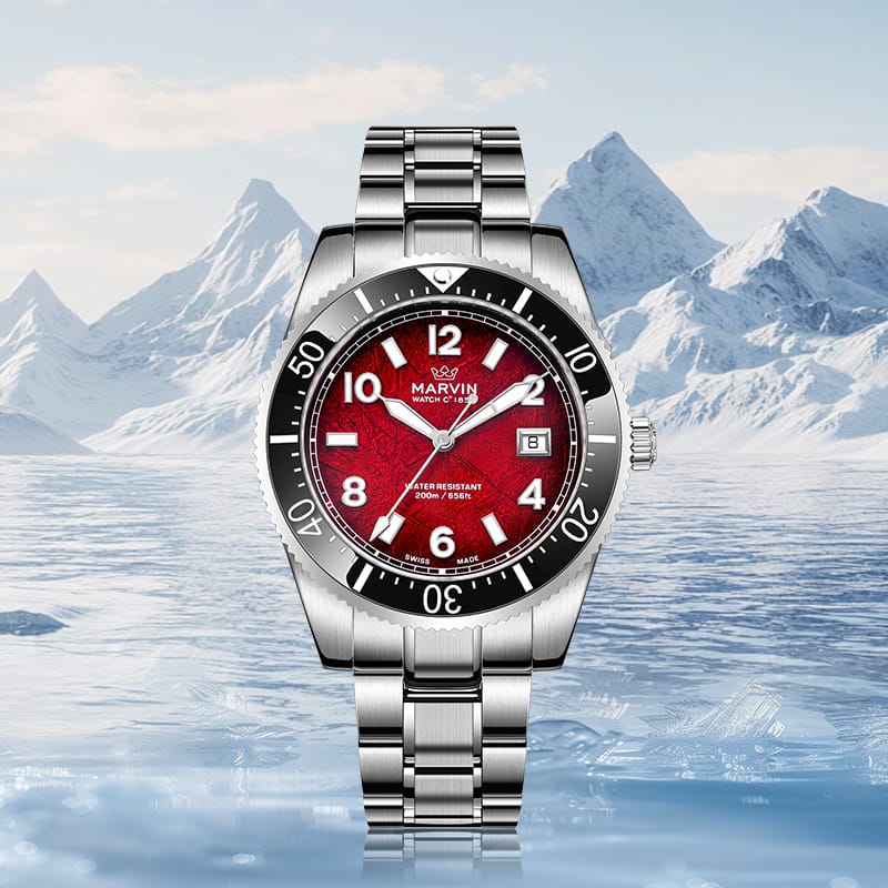 Marvin Other 42mm Red Glacier-Patterned Dial Men's Watch M136.13.93.11