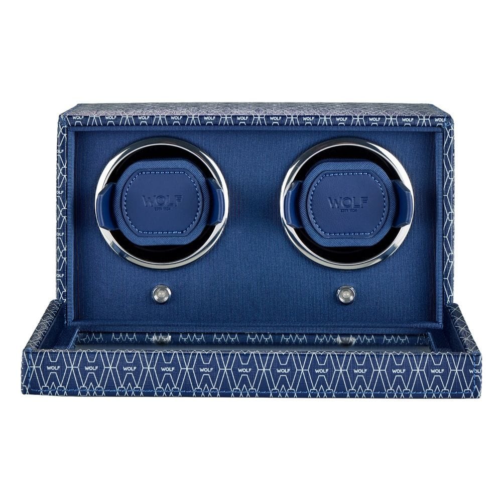 WOLF Signature Double Watch Winder Blue 770224