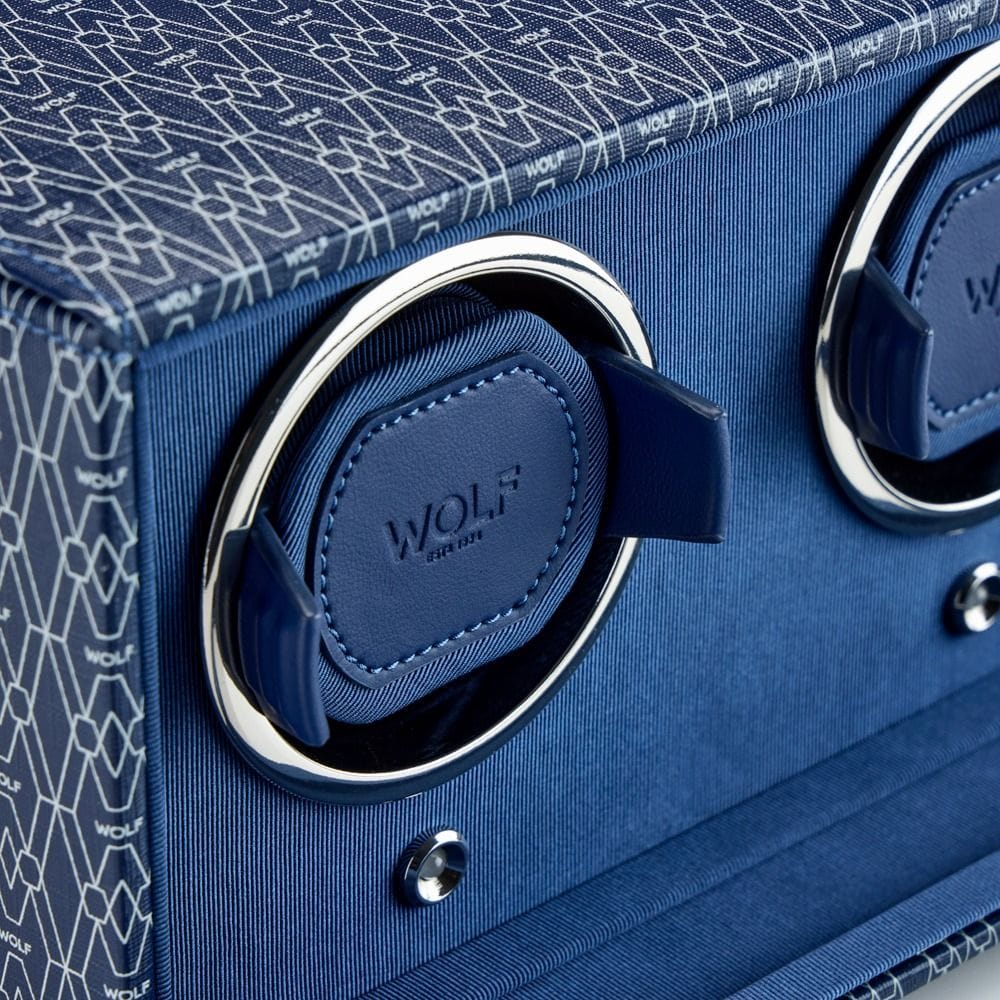 WOLF Signature Double Watch Winder Blue 770224