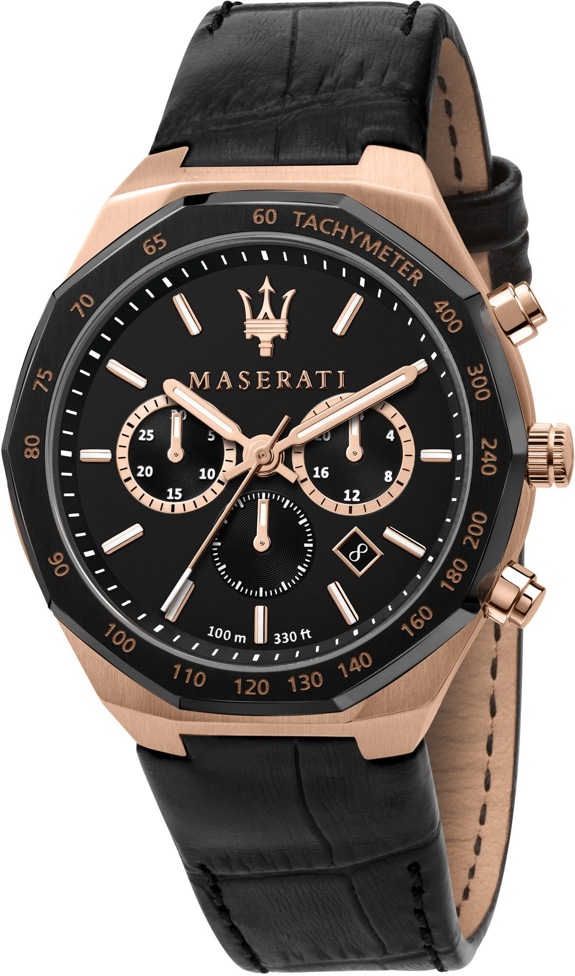 Maserati Stile 45mm Rose Gold-Black Watch Plus – Time Men\'s R887164200 Chronograph Machine