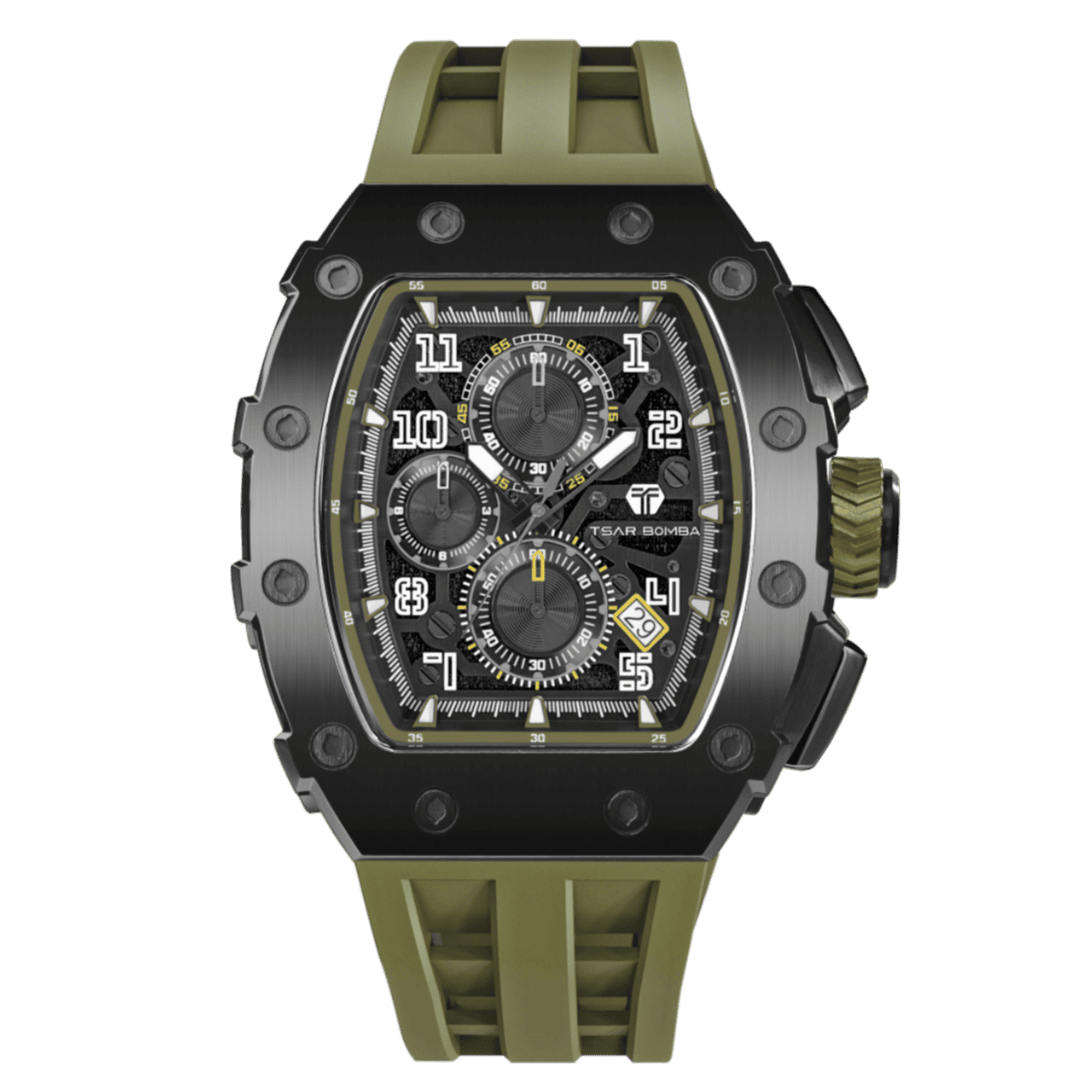 Tsar Bomba Elemental 43mm Olive Green Dial Men's Watch TB8204Q-38