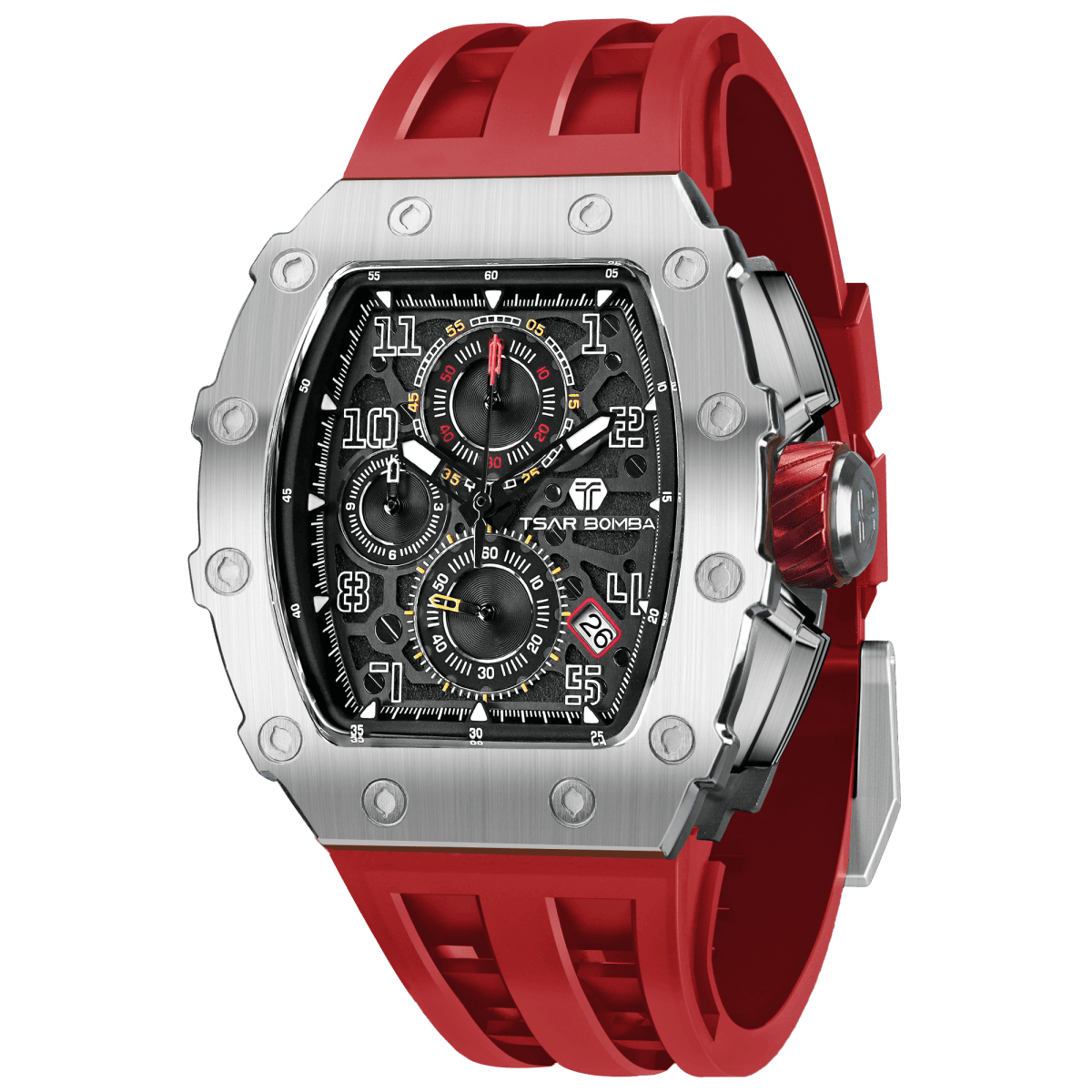 Tsar Bomba Elemental 43mm Red Dial Men's Watch TB8204Q-33
